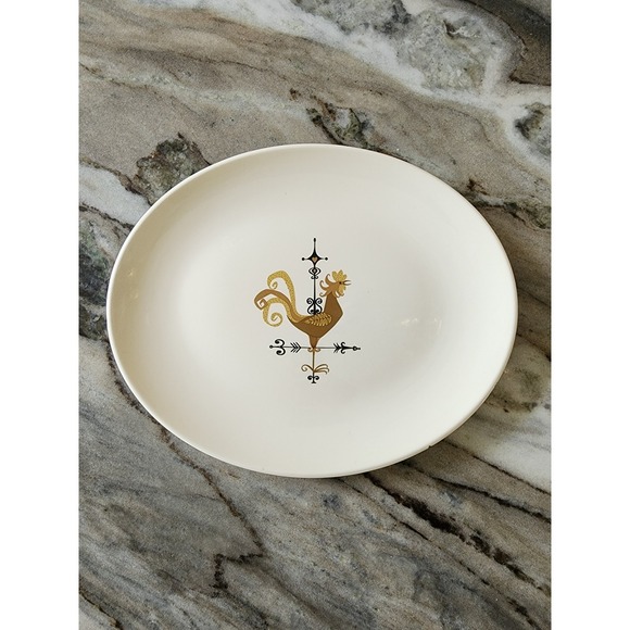Unbranded Other - Vintage Edwin‎ Knowles Rooster Weathervane Oval Large Serving Platter Brown Chip